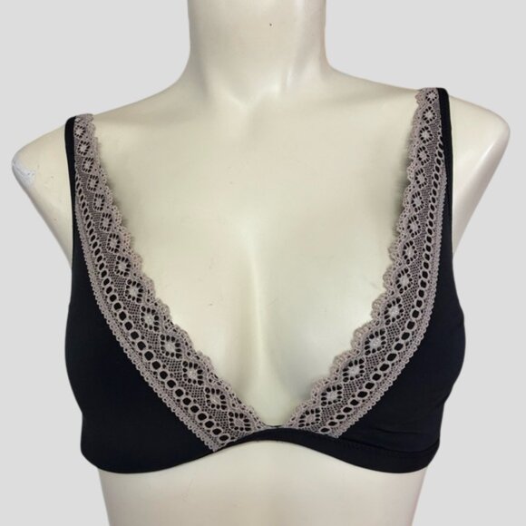 Calvin Klein Lace Spliced Cami Unlined Wire Free Black Bralette 34C - Picture 1 of 5